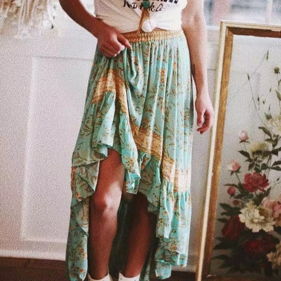 Dresses & Skirts - SOLD OUT Turquoise Fields Boho Ruffle Hi Low Maxi Skirt